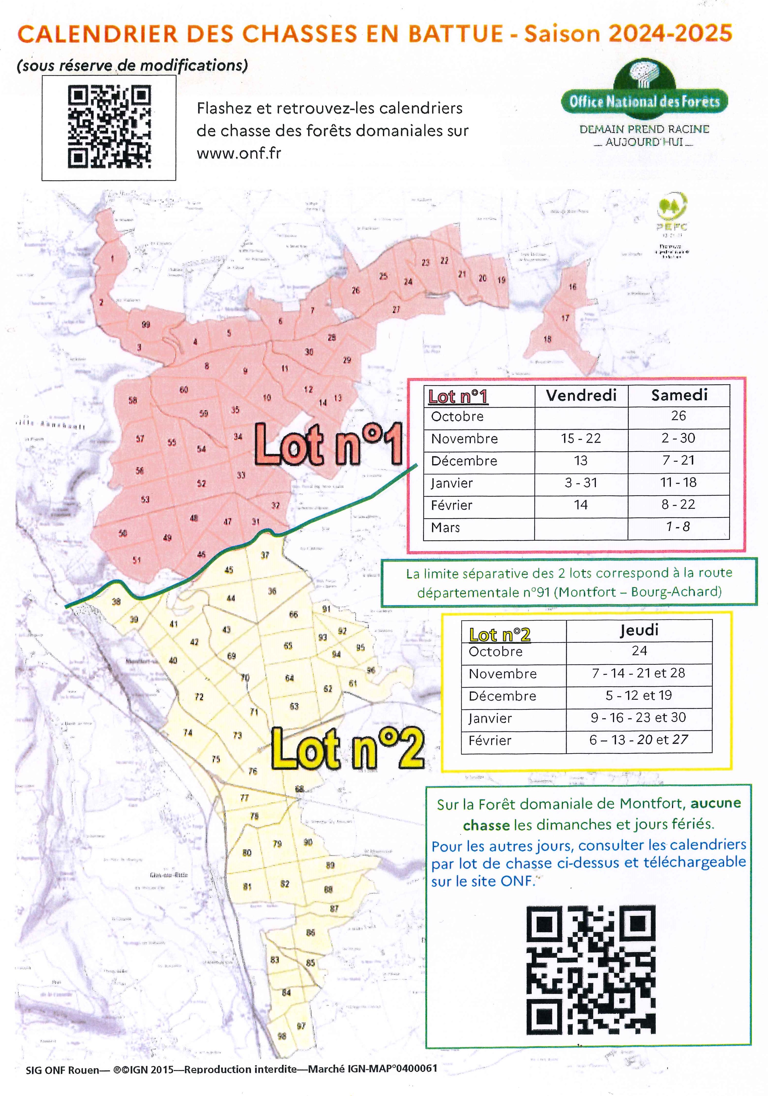 Calendrier Chasse 2024-2025